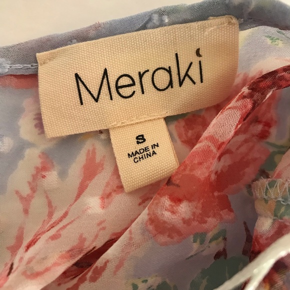 MERAKI Blouse Women's Size S Blue Floral Sheer Long Sleeve Kawaii Girlcore NWT - Picture 8 of 13